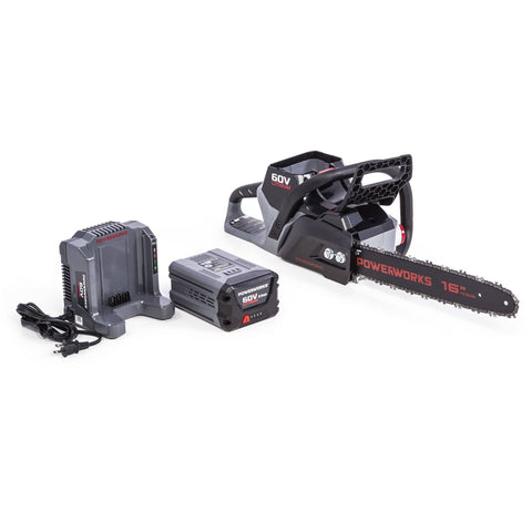 POWERWORKS 60V Brushless 16-inch Chainsaw, 2.5Ah Battery and Charger Included CS60L2510PW