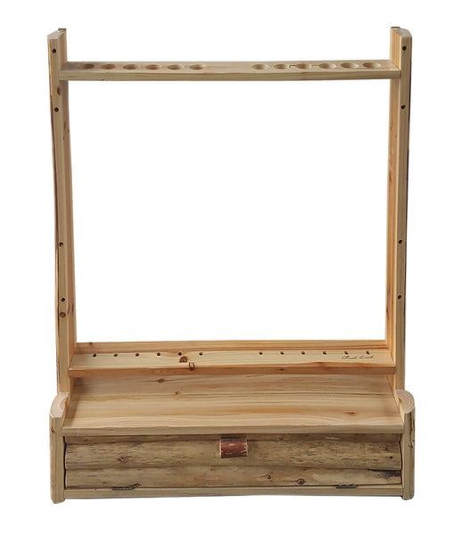 Rush Creek Creations Rustic 2 Compound Bow - 12 Arrow Wall Storage Rack with Accessory Compartment - Handcrafted - Durable Material