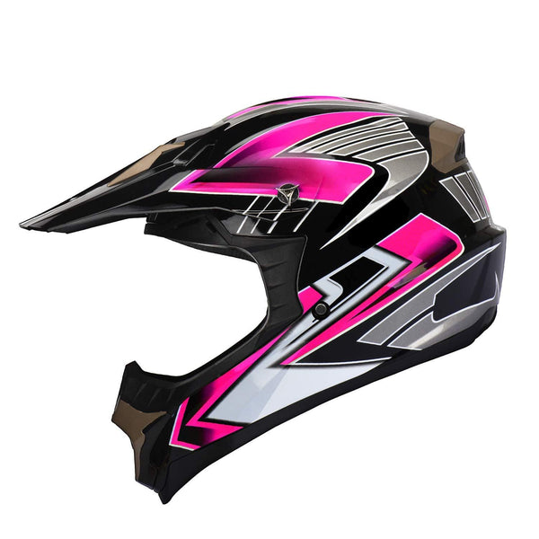 Women's Motocross ATV Helmet Dirt Bike OffRoad Mountain Bike Helmet Goggles Gloves Combo Pink 189 (L)