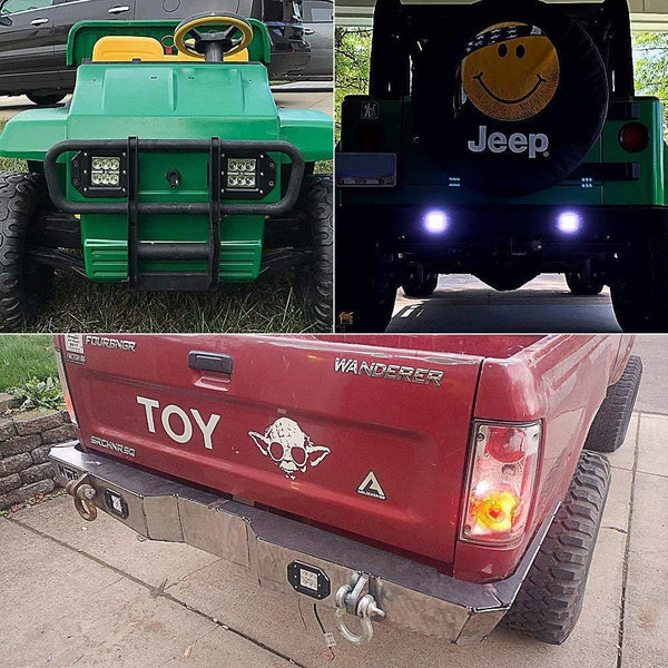 TURBO SII 4PCS 3X3 4.5In Flood Beam Flush Pods Led Work Light Driving Lights Led Light Bar Off Road Led Lights Flush Mount for Jeep Truck Tacoma Bumper Lights ATV UTV 12V 24V