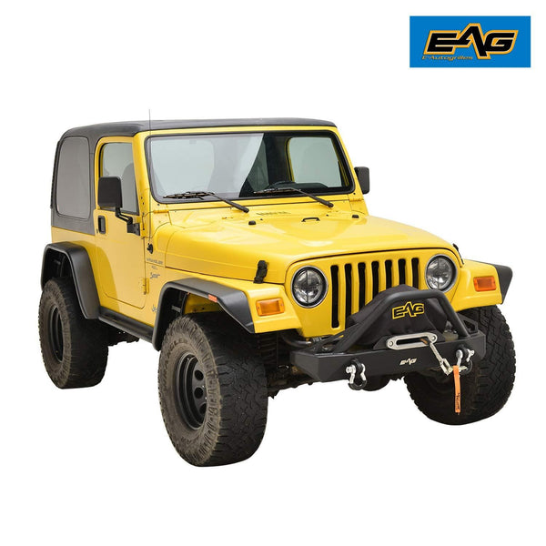 EAG Front Bumper with D-Rings and Winch Plate Fit for 87-06 Jeep Wrangler TJ YJ