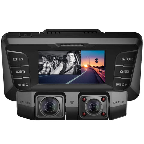 Pruveeo C2 Dash Cam with Infrared Night Vision, Dual 1080P Front and Inside, Dash Camera for Cars Uber Truck Taxi