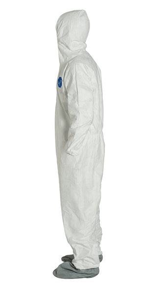 DuPont Tyvek 400 TY122S Individually Packed Disposable Protective Coverall with Elastic Cuffs, Attached Hood and Boots for PPE Vending Machines, White, 2X-Large