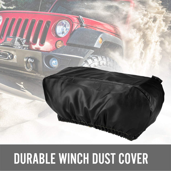 Seven Sparta Winch Cover Waterproof, Dust-Proof,Universal Winch Protective Cover for Electric Winches Up to 17500 Lbs, 24" W x 10" H x 7" D (Black)