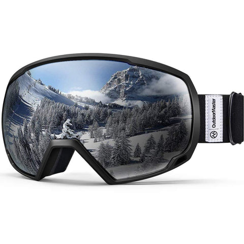 OutdoorMaster OTG Ski Goggles - Over Glasses Ski/Snowboard Goggles for Men, Women & Youth - 100% UV Protection (Black Frame + VLT 10.1% Grey Lens)