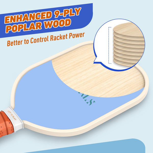 Sprypals Pickleball Paddles, USAPA Approved Pickleball Set of 4 with 4 Pickleball Balls and 1 Carry Bag Pickleball Rackets with Ergonomic Cushion Grip for Beginner & Intermediate Gifts for Women Men