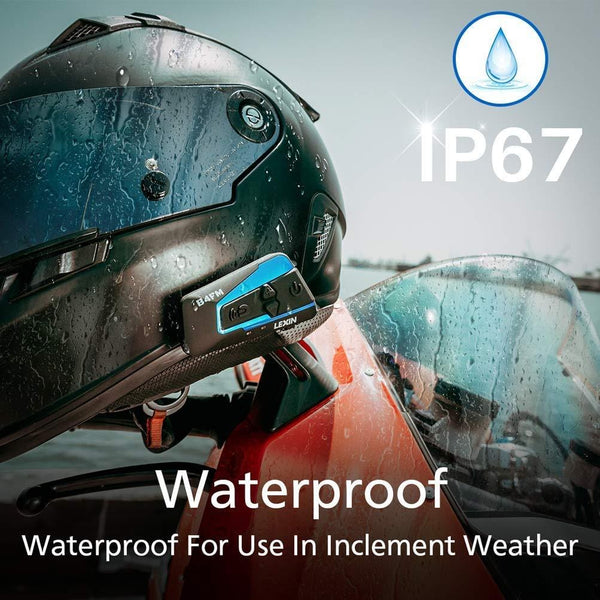 LEXIN 2pcs B4FM Motorcycle Bluetooth Intercom with FM Radio, Motorcycle Helmet Bluetooth Headset Communication With Noise Cancellation Up to 4 Riders, Universal Snowmobile Wireless Interphone