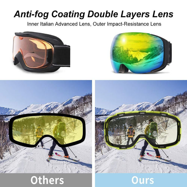 COPOZZ Ski Goggles, G2 Magnetic Snowboard Snow Goggles -2 Seconds Quick Change Lens, Imported Double-Layer Anti Fog Lens -UV400 Over Glasses OTG Helmet Compatible - for Men Women Youth Unisex