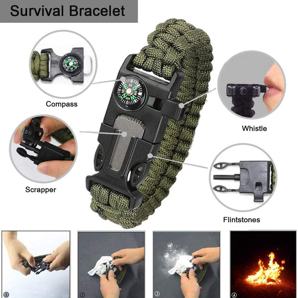 EILIKS Survival Gear Kit, Emergency EDC Survival Tools 24 in 1 SOS Earthquake Aid Equipment, Cool Top Gadgets Valentines Birthday Gifts for Men Dad Him Husband Boyfriend Teen Boy Camping Hiking
