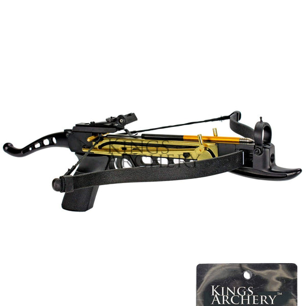 Crossbow Self-Cocking 80 LBS by KingsArchery® with Adjustable Sights, 3 Aluminium Arrow Bolts, and Bonus 24-pack of Colored PVC Arrow Bolts + KingsArchery® Warranty