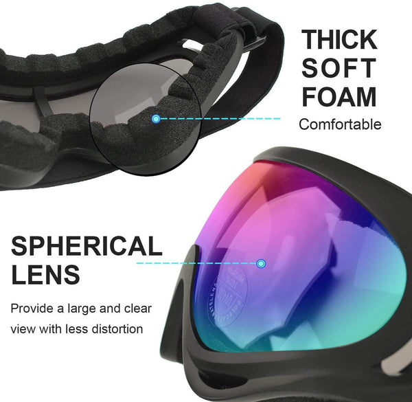 Elimoons Ski Goggles, Pack of 2, Snowboard Goggles for Kids, Boys & Girls, Youth, Men & Women, with UV 400 Protection, Wind Resistance, Anti-Glare Lenses
