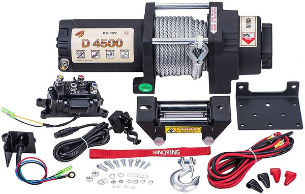 Sinoking 12VDC 4500lb/2041kg,High Speed UTV&ATV Winch With 1/4＂×32′（feet）Cable