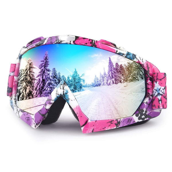 Wellovar Motorcycle Goggles,ATV Goggles Dirt Bike Ski Goggles Windproof Scratch Resistant Combat Goggles Adjustable UV Protective Safety Outdoor Glasses for Cycling, Climbing, etc (Pink)