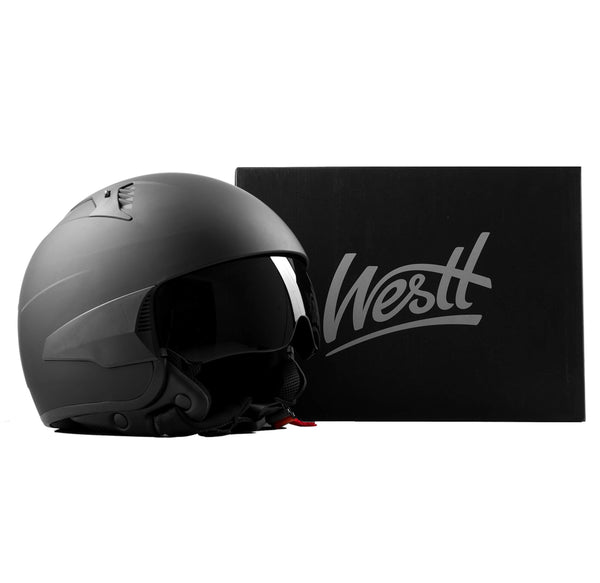 Westt Rover Open Face Motorcycle Helmet DOT Approved with Sunshield + 3 Interchangeable Side Parts