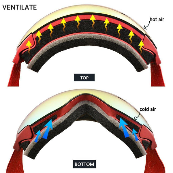 ZIONOR X6 Ski Snowboard Snow Goggles OTG for Men Women Youth Anti-Fog UV Protection Helmet Compatible (VLT 25.4% Red Frame Revo Red Lens)