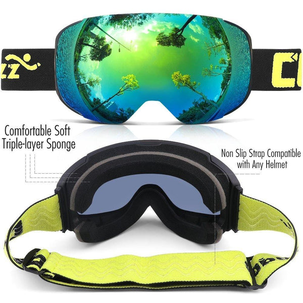 COPOZZ Ski Goggles, G2 Magnetic Snowboard Snow Goggles -2 Seconds Quick Change Lens, Imported Double-Layer Anti Fog Lens -UV400 Over Glasses OTG Helmet Compatible - for Men Women Youth Unisex