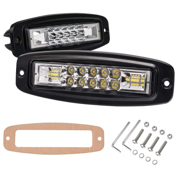 Flush Mount LED Pods, Yvoone-Auto 2Pcs 7 Inch 96W bumper led lights flush mount Spot Flood Combo Driving Light Work Light Bar Fog lights for Jeep, Truck, SUV, Backup