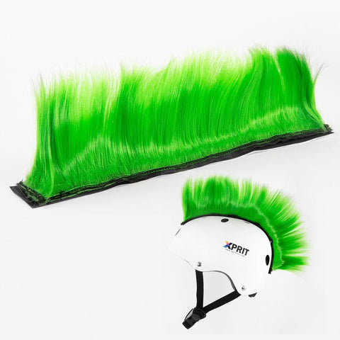XPRIT Mohawk, Warhawk Wig Accessory Adhesive/Stick On Helmet for Skateboarding, Dirt-Bikes, Motorcycle, Cycling (Green Mohawk Wig)