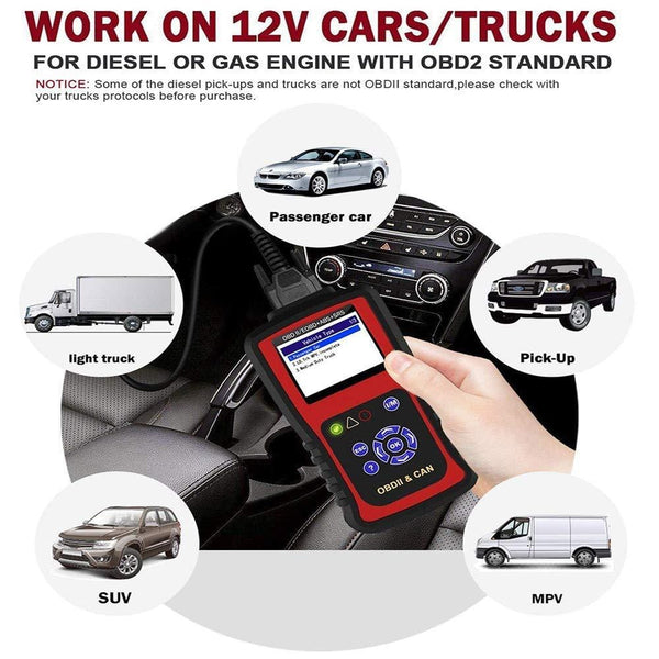 OBDII Scanner, Professional SRS Airbag Code Reader, ABS Automotive Check Engine Light Diagnostic Scan Tool, Graphs Data Vehicles in Live, Trilingual Menu and DTC Definitions