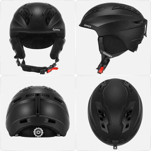 Gonex Ski Helmet Winter Snow Snowboard Skate Helmet with Safety Certification for Men, Women & Young Size L Adjustable 58-61cm Matte Black