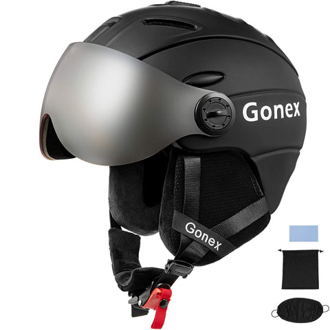 Gonex Ski Helmet with Goggles - ASTM Certified Safety - Winter Windproof Skiing Snowboard Snow Helmet for Men, Women, Youth - Accessories Included (Matte Black, M)