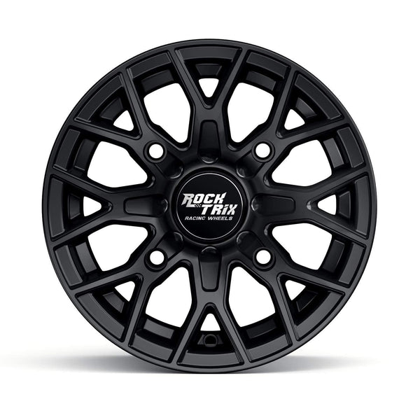 RockTrix RT104 14in ATV Wheels 4x156 Rims | 14x7 | 4+3 Offset | Includes 3/8x24 Spline Lug nuts | Compatible with Many Polaris Sportsman RZR Ranger UTV | 4/156 | Set of 4