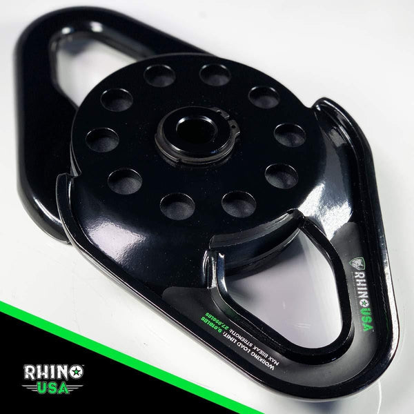 Rhino USA Snatch Block for Winch Recovery - Heavy Duty 13.5 Ton Break Strength - Compact Offroad Accessory for Jeep, Truck, UTV, ATV - Use with Tree Saver Tow Strap & Rhino USA Recovery Accessories