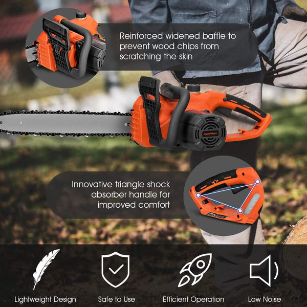 Goplus Corded Electric Chainsaw, 16-Inch 13 Amp Compact Chain Saw with Blade Cover, 340 ml Visible Oil Tank, Soft Handle, Automatic Oil Lubrication and Tool-Free Tension Chain System