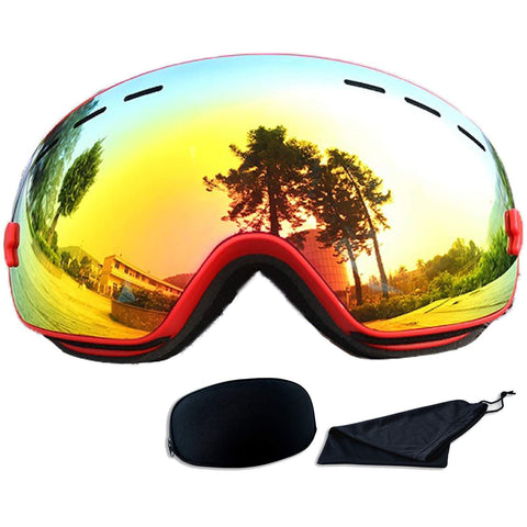 Rongbenyuan Ski Snow Snowboard Goggles - OTG Goggles Men Women Kids Anti-Fog UV400 Protection