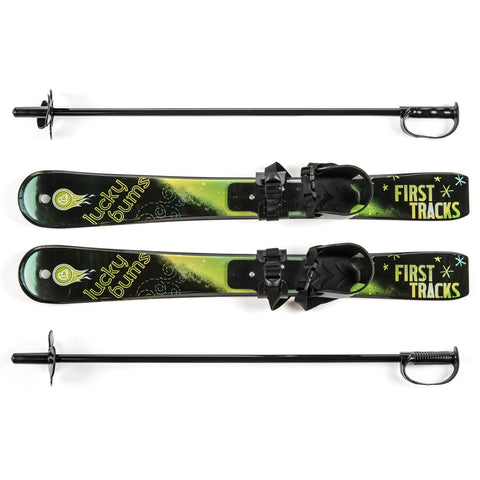 Lucky Bums Toddler Kids Beginner Snow Skis and Poles Set, Green