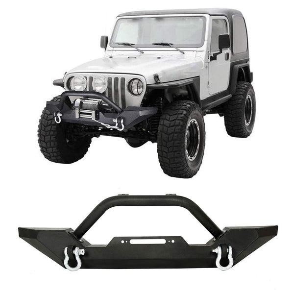 Front Bumper Winch Plate D-Ring Rock Crawler Black For 1986-2006 Jeep Wrangler TJ YJ