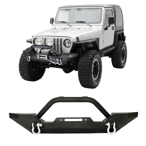 Front Bumper Winch Plate D-Ring Rock Crawler Black For 1986-2006 Jeep Wrangler TJ YJ