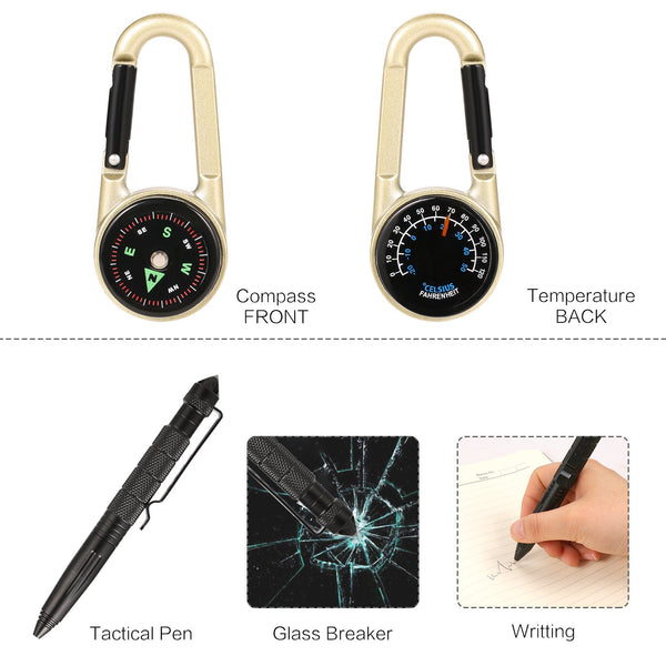 Puhibuox Emergency Survival Kit, 14 in 1 Survival Gear Kit Gift for Men Him, Tactical Defense Equitment Tool for Camping, Hiking, Hunting, Adventure Accessories