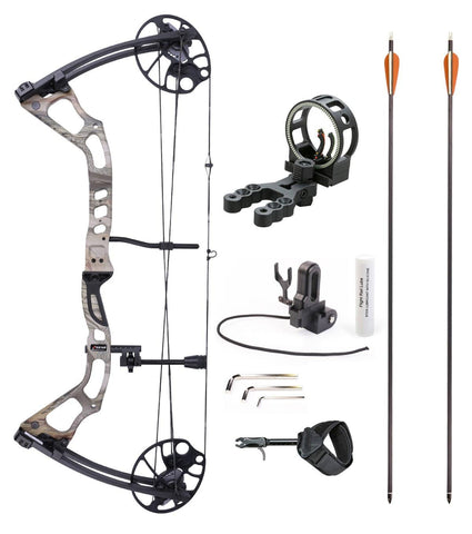 Leader Accessories Compound Bow 25-70lbs 19" - 31" Archery Hunting Equipment with Max Speed 300fps, Right Handed (God camo)