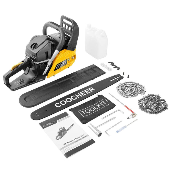 Ladyiok COOCHEER Chainsaw 62CC 20" Powerful Gas Chainsaw 2 Stroke Handed Petrol Chain Saw Woodcutting Saw for Farm, Garden and Ranch with Tool Kit