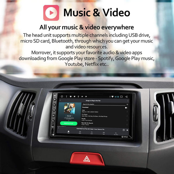Double Din Android Car Stereo - Corehan 7 inch 2GB Ram 32GB ROM Touch Screen in Dash Car Radio Video Multimedia Player with Bluetooth WiFi GPS Navigation System (Android 8 with 7 inch Screen)