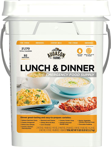 Augason Farms Lunch & Dinner Emergency Food Supply 11 lbs 11.2 oz 4 Gallon Pail (Pack of 1)