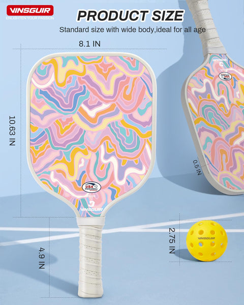 VINSGUIR Pickleball Paddles, USAPA Approved Pickleball Paddles Set of 2, Fiberglass Surface Pickleball Set with Pickleball Rackets, Pickleball Bags, Pickleball Ball Gifts for Women