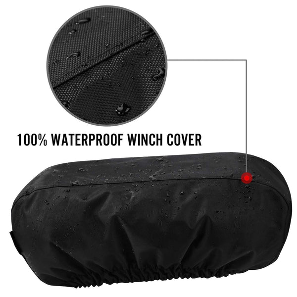 Seven Sparta Winch Cover for Electric Winch Up to 17500 Lbs, Waterproof Winch Protector, 1680D Oxford Winch Cover, 24" W x 10" H x 7" D (Black)