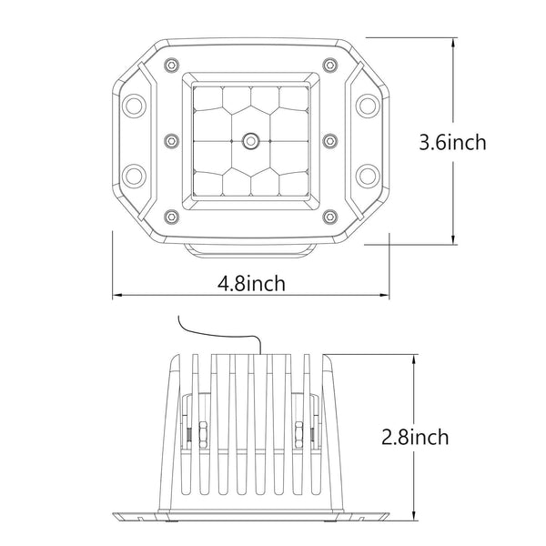 Quad Row LED Pods, AKD Part 2pcs 84W LED Flush Mount 5 inch Spot Beam Philips LED Light Bar LED Work Light Driving Lights Super Bright Fog Light Off Road Lights for Truck Bumper Boat