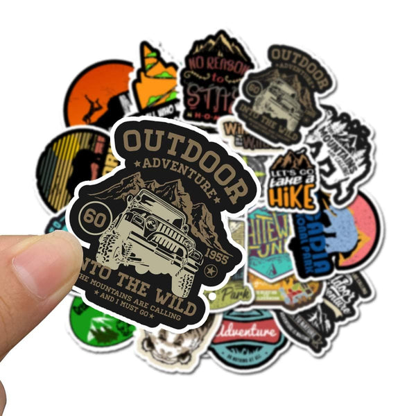 Wilderness Nature Stickers Outdoors Hiking Camping Travel Adventure Laptop Stickers Waterproof Skateboard Snowboard Car Bicycle Luggage Decal 50pcs Pack