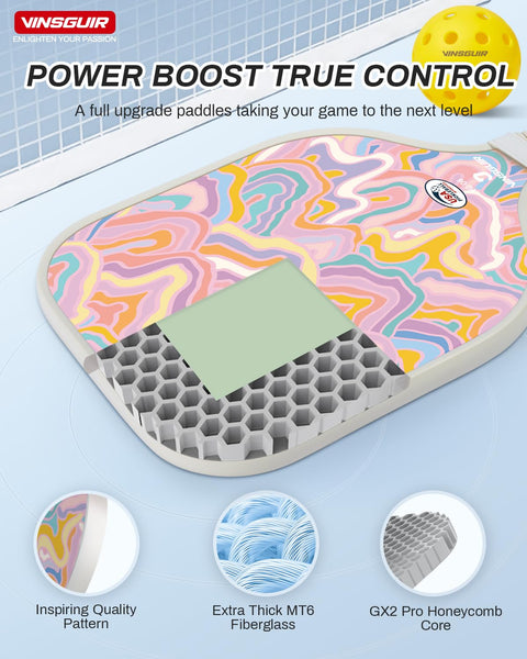 VINSGUIR Pickleball Paddles, USAPA Approved Pickleball Paddles Set of 2, Fiberglass Surface Pickleball Set with Pickleball Rackets, Pickleball Bags, Pickleball Ball Gifts for Women