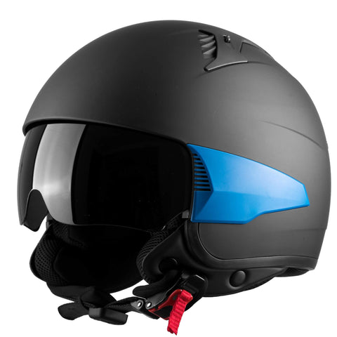 Westt Rover Open Face Motorcycle Helmet DOT Approved with Sunshield + 3 Interchangeable Side Parts