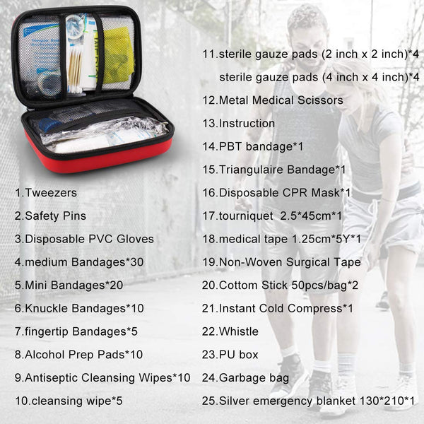 Monoki First Aid Kit Survival Kit, Emergency Survival Kit Medical Supplies Trauma Bag Safety First Aid Kit for Home, Office, School, Car, Boat, Travel, Camping, Hiking, Sports, Adventures