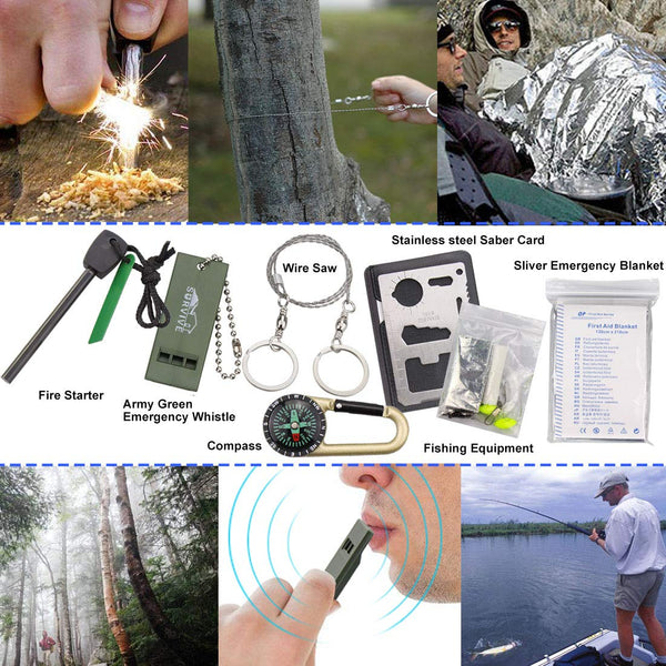 Monoki First Aid Kit Survival Kit, 241Pcs Upgraded Outdoor Emergency Survival Kit Gear - Medical Supplies Trauma Bag Safety First Aid Kit for Home Office Car Boat Camping Hiking Hunting Adventures