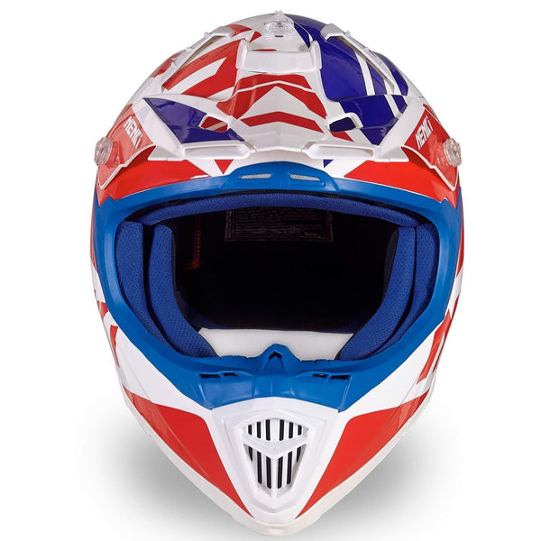 NENKI Motocross Offroad Dirtbike Helmet NK-316 Dot Approved for Mens and Womens,Fiberglass Shell (XL, Blue Red)