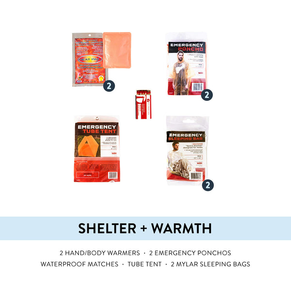 Complete Earthquake Bag - Emergency kit for earthquakes, hurricanes, floods + other disasters (2 person, 3 days)