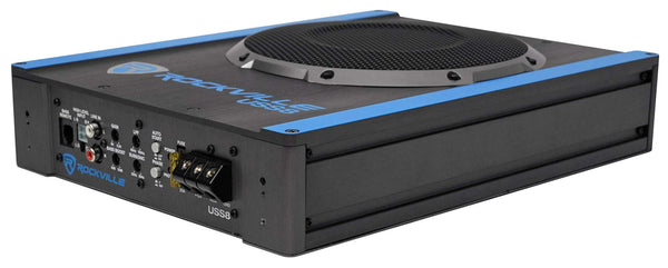 Rockville USS8 8" 600w Slim Under-Seat Active Powered Car/Truck Subwoofer Sub