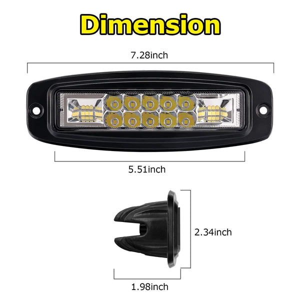 Flush Mount LED Pods, Yvoone-Auto 2Pcs 7 Inch 96W bumper led lights flush mount Spot Flood Combo Driving Light Work Light Bar Fog lights for Jeep, Truck, SUV, Backup