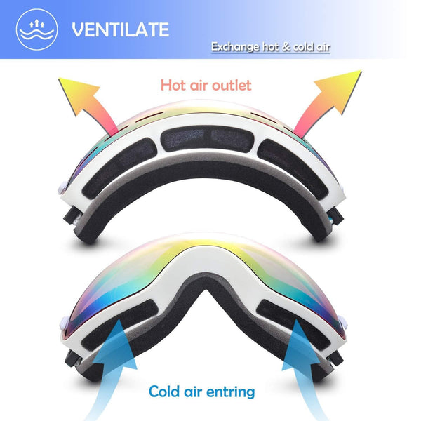 EXP VISION Snowboard Ski Goggles for Men Women and Youth, Over Glasses Skiing Snowboard Goggles with Anti Fog and UV400 Protection Dual Lenses Snow Goggles
